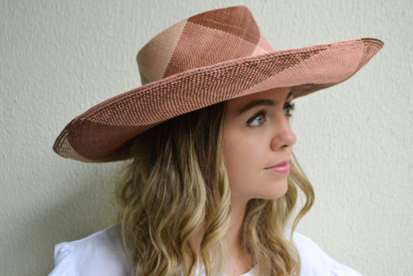Pink and Brown Wide Brim Hat