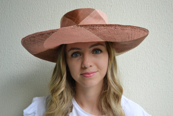 Pink and Brown Wide Brim Hat