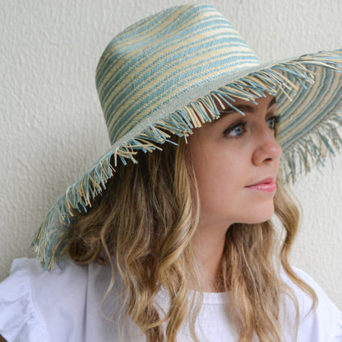 Sky Blue and Natural Stripes Hat