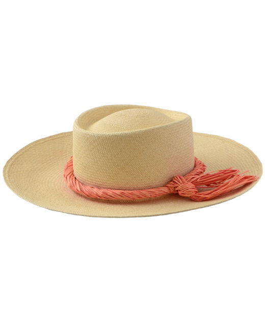 Natural hat with melon trim
