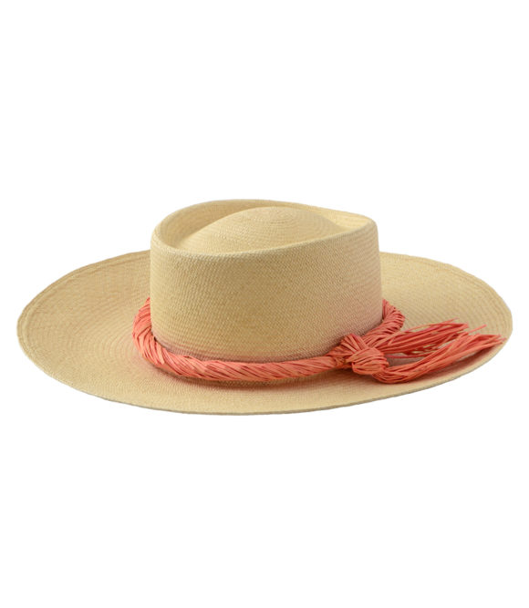 Natural hat with melon trim