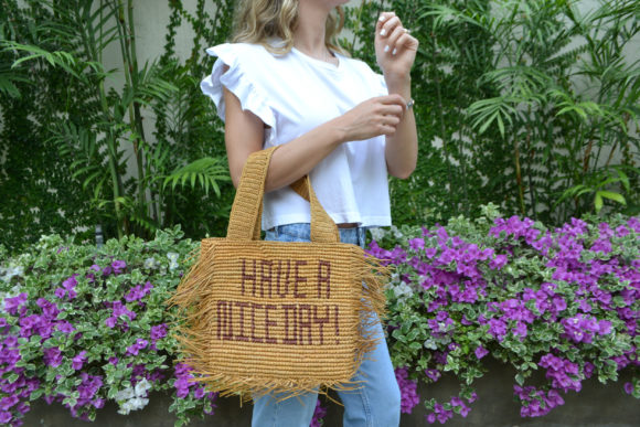 Have a nice day straw bag